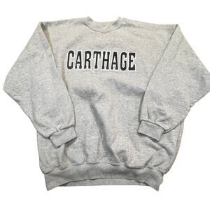 Vintage Dodger Carthage College Sweatshirt Men XL Gray Crewneck Pullover